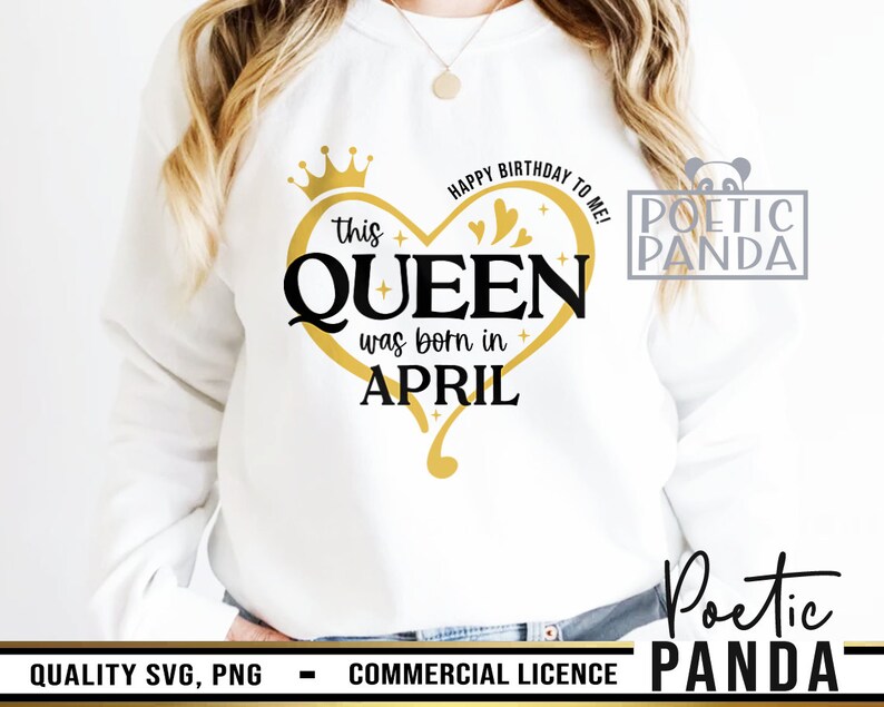 This Queen Was Born in April SVG PNG, Birthday Svg, Zodiac Svg ...