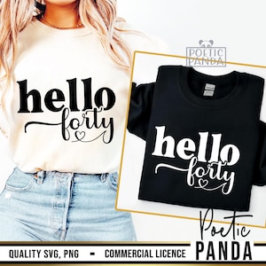 Hello 40 SVG PNG, 40th  Birthday Svg, Forty Svg, 40th Svg, 40 Svg, 40th Birthday Shirt Svg, 40th Birthday Gift Svg, Birthday Cut File Cricut