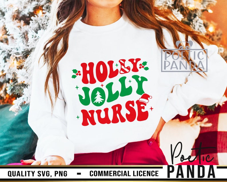 Holly Jolly SVG PNG, Merry And Bright, Farmhouse Sign Svg, Jolly Nurse Svg, Cute Kids Svg, Jolly Nurse Png, One Merry Nurse Svg, Christmas Vibes Png, Christmas Jumper Svg, Merry  Bright Svg, Gnomes Svg, Wavy Letters Svg, Jingle Png