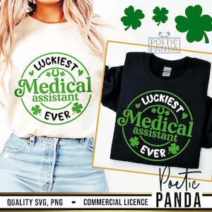 Asistente médico de San Patricio SVG PNG, Asistente médico más afortunado Svg, Camisa de asistente médico del día de San Patricio Svg, CNA afortunado Svg