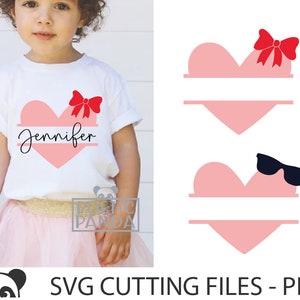 2 Heart Monogram SVG PNG, Custom Kids Valentine shirt svg, Cute heart svg, Love svg, Happy VALENTINE Day Cricut Svg, Split name frame svg