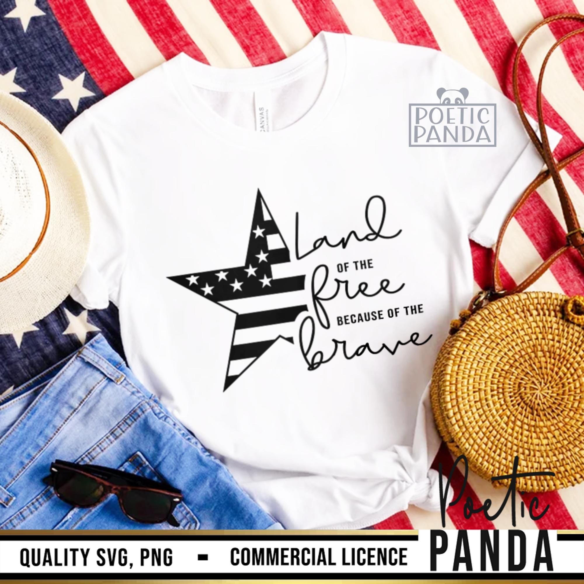 Land of the Free Because of the Brave SVG PNG, 4th of July Svg, USA ...
