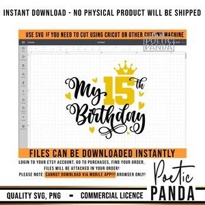 15th Birthday SVG PNG, 15th Birthday Shirt Svg, Cute 15th Birthday Gift Svg, Birthday Princess Svg, 15 Years Old Svg Girls, Mis Quince Svg image 10