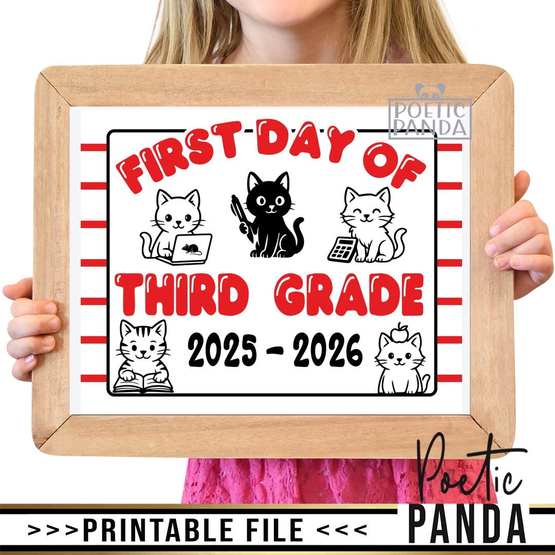 Printable 1st Day of 3rd Grade Sign PNG, First Day of Third Grade ...