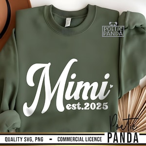 Mimi Est 2025 SVG PNG, Mimi Shirt svg, förderte zu Mimi svg, 2025 Mimi svg, Mimi-Svg-Dateien, gesegnete svg, Geburtsankündigungs-svg, Neugeborenen-Svg