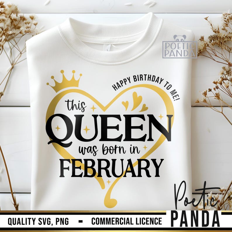 Queen Born In February SVG PNG, February Birthday Shirt Svg, Pisces Svg, Birthday in February Svg, Cricut Cut File, Aquarius Svg image 3