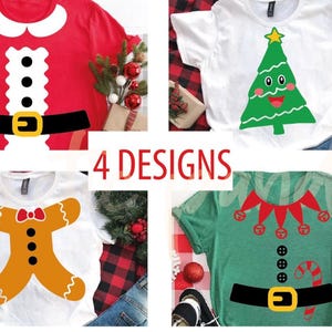 Christmas Costumes Bundle Svg, Kids Christmas Play Costume Outfit Ideas Svg, Elf Santa Gingerbread Man Svg, Santa costume svg, Elf Shirt Svg