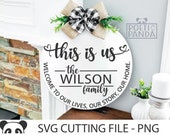 This is us SVG PNG, Custom family sign Svg, Door hanger Svg, Personalized family monogram Svg, Welcome home Svg, Family name sign Svg