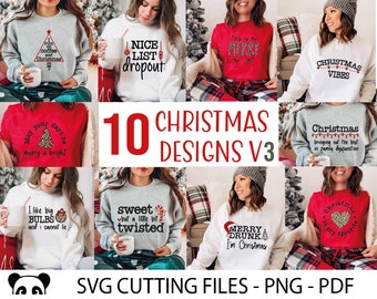 10 Christmas shirt SVG Bundle, Christmas leopard print shirt SVG, Farmhouse Christmas PNG, Christmas shirt svg, Funny Christmas Cricut file