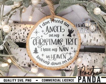 Nan Memorial Christmas SVG PNG, Christmas angel Svg, Christmas in heaven Svg, Loss of nan Svg, In memory of nan Svg, Round ornament Svg