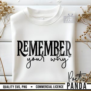 Remember Your Why SVG PNG,  Inspirational Shirt Svg, What&#39;s Your Why Svg, Self Love Svg, Positive Vibes Svg, Remember The Why Svg