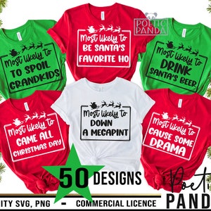 Am wahrscheinlichsten für SVG PNG, Cousin Crew SVG, unhöflich, Familie Weihnachts-Svg, Lustige Weihnachts-Matching-Shirts, Jolliest Bunch Art-Svg, hässlicher Pullover Art