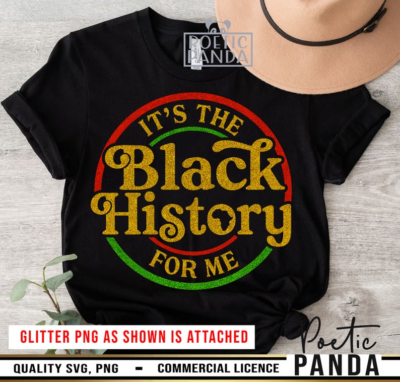 May include: Black t-shirt with a red, green and yellow circle design that says "It's the Black History for Me".