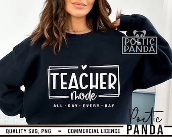 Modo maestro todo el día todos los días SVG PNG, Vida de maestro Png, Cita de maestro Svg, Camiseta de maestro Svg, Cricut, Regalo para maestro Svg, Escuela Svg