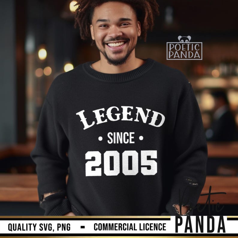 May include: A black sweatshirt with white text that reads "LEGEND SINCE 2005".