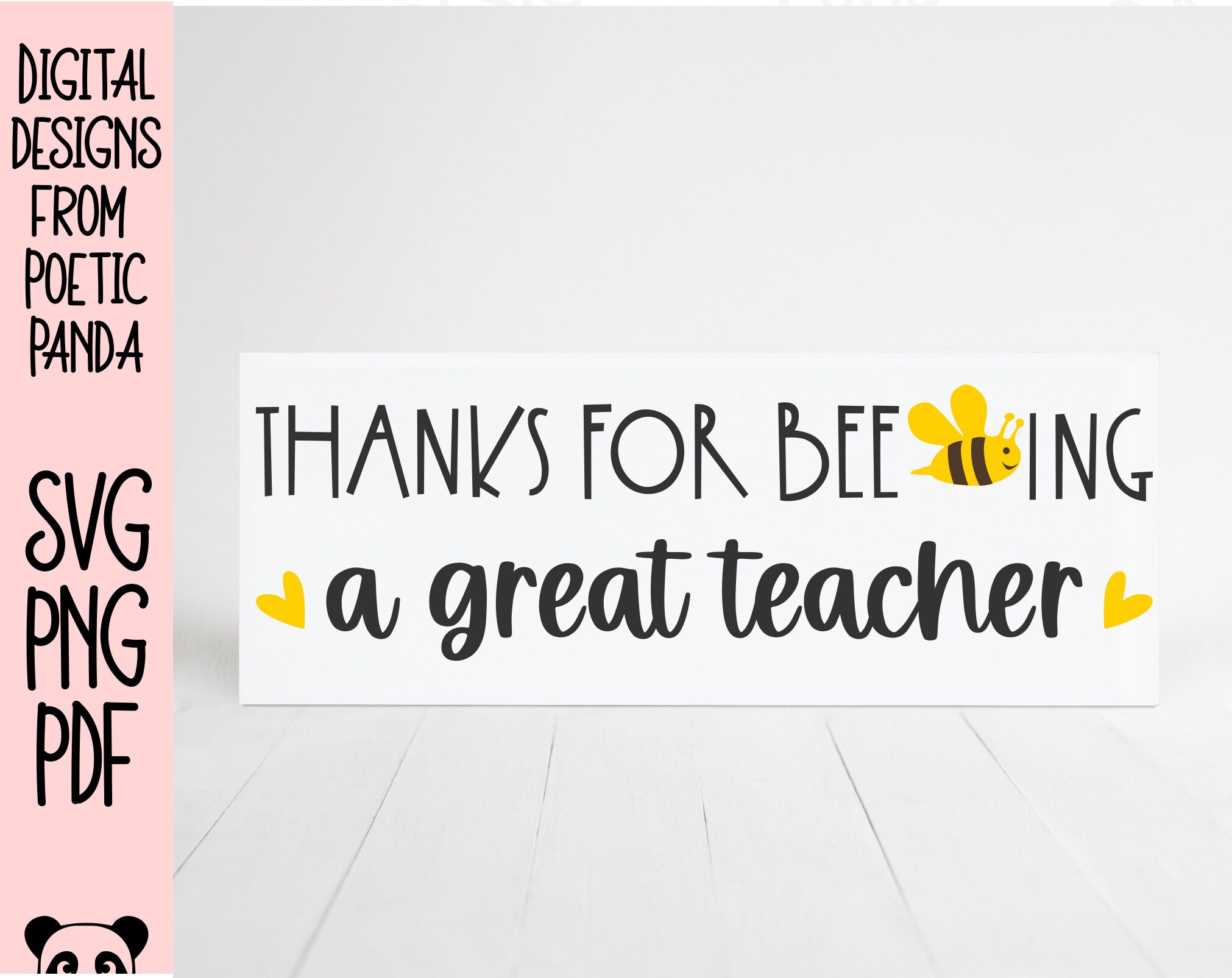 Thanks For Bee ing A Great Teacher SVG PNG PDF Teacher Card Etsy