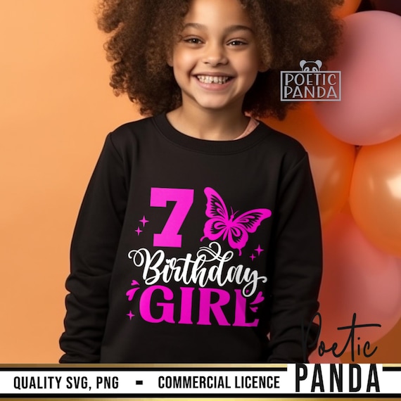 7th Birthday Svg, 7th Birthday Shirt Svg, 7th Birthday Girl Svg, Butterfly Svg, 7th Birthday Png Sublimation, Seventh Birthday Svg