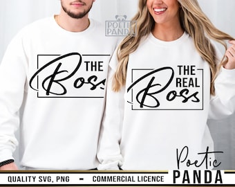 Couple Matching Shirts SVG PNG, Couple Valentine Svg, Funny Couple Svg, The Real Boss Svg, Sarcastic Svg, Funny Couple Shirts svg, Boss Svg