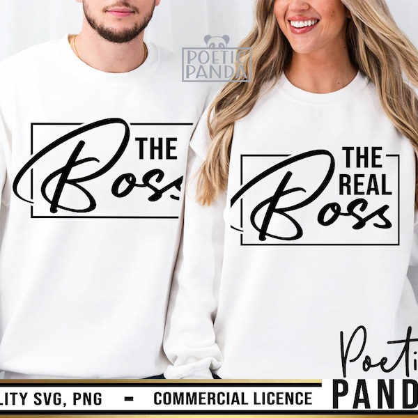 Couple Matching Shirts SVG PNG, Couple Valentine Svg, Funny Couple Svg, The Real Boss Svg, Sarcastic Svg, Funny Couple Shirts svg, Boss Svg