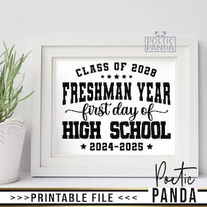Printable Sign Freshman Year PNG, First Day Of High School Photo Prop, 1st Day Of 9th Grade, Freshman Year Digital Print, Class Of 2029