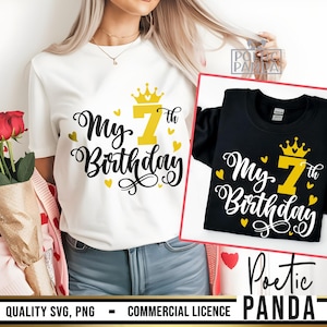 7th Birthday SVG PNG, 7th Birthday Shirt Svg, Seventh Birthday Svg Girl, Cute 7th Birthday Svg Cut File Cricut, 7th Birthday Party Svg