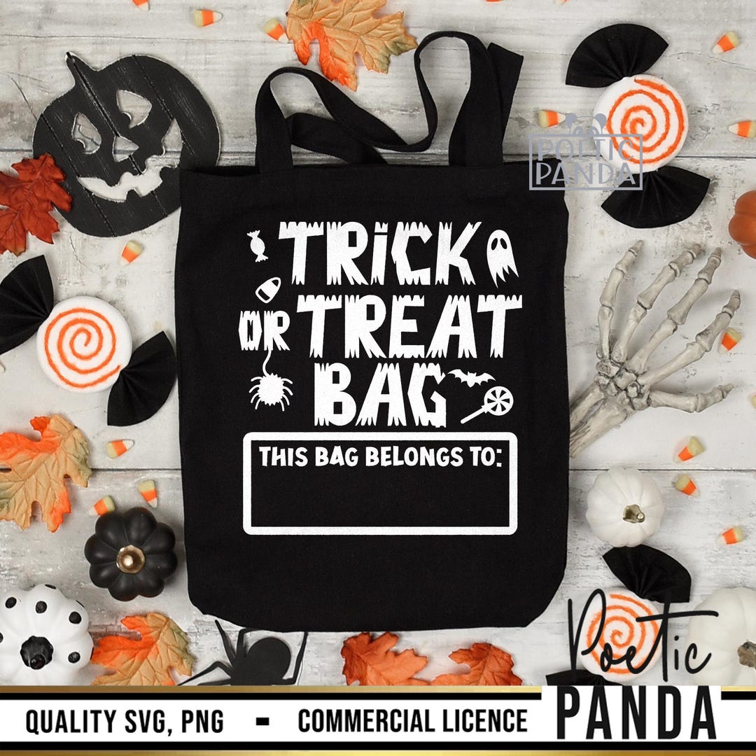Trick or Treat Bag SVG PNG, Kids Halloween Treats Bag Svg, Bag of ...
