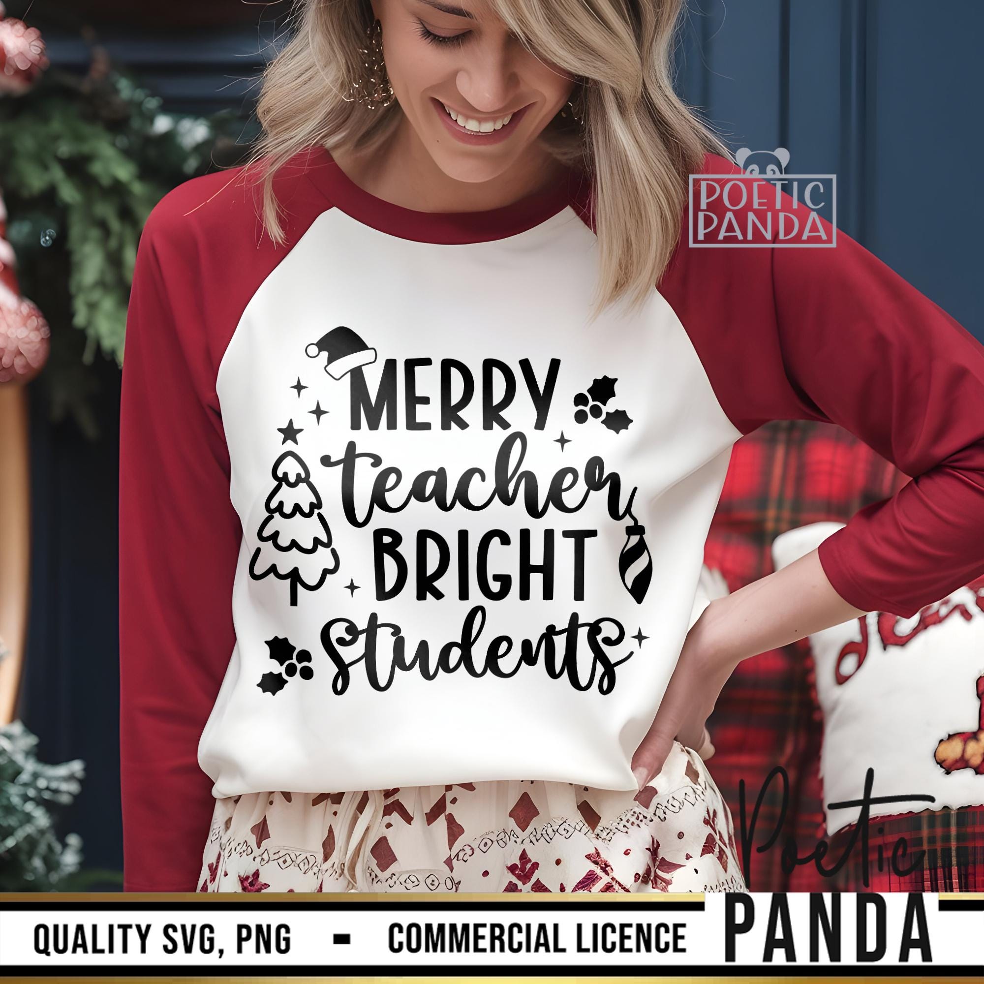 Merry Teacher Bright Students SVG PNG, Funny Teacher Christmas Holiday ...
