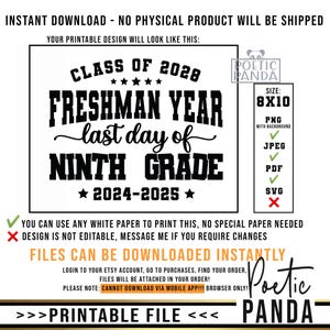 Printable Last Day of 9th Grade Sign PNG JPG, Last Day of 9th Grade ...