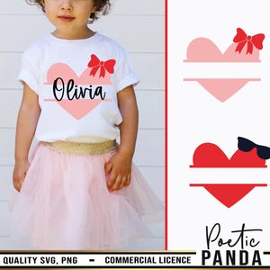 2 Heart Monogram SVG PNG, Custom Kids Valentine Shirt Svg Design, Cute Heart Svg, Love svg, Happy VALENTINES Day, Split Name Frame Svg