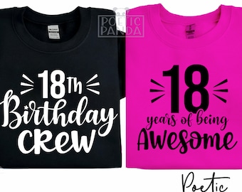 18歳の誕生日 SVG PNG、18歳の誕生日クルー SVG、18歳のお揃いシャツ SVG、18歳の誕生日 SVG 男の子 女の子、18歳の誕生日パーティーシャツ SVG Cricut