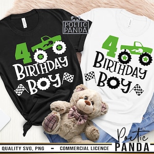 4e verjaardag SVG PNG, 4e verjaardag jongen Shirt Svg, Monster Truck Svg, vier jaar OId Boy verjaardagscadeau Svg, 4e verjaardag Svg-bestand knippen