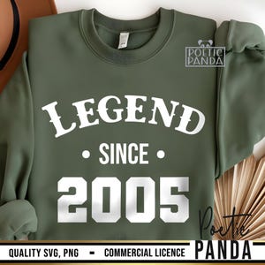 May include: A green sweatshirt with white text that reads "LEGEND SINCE 2005".