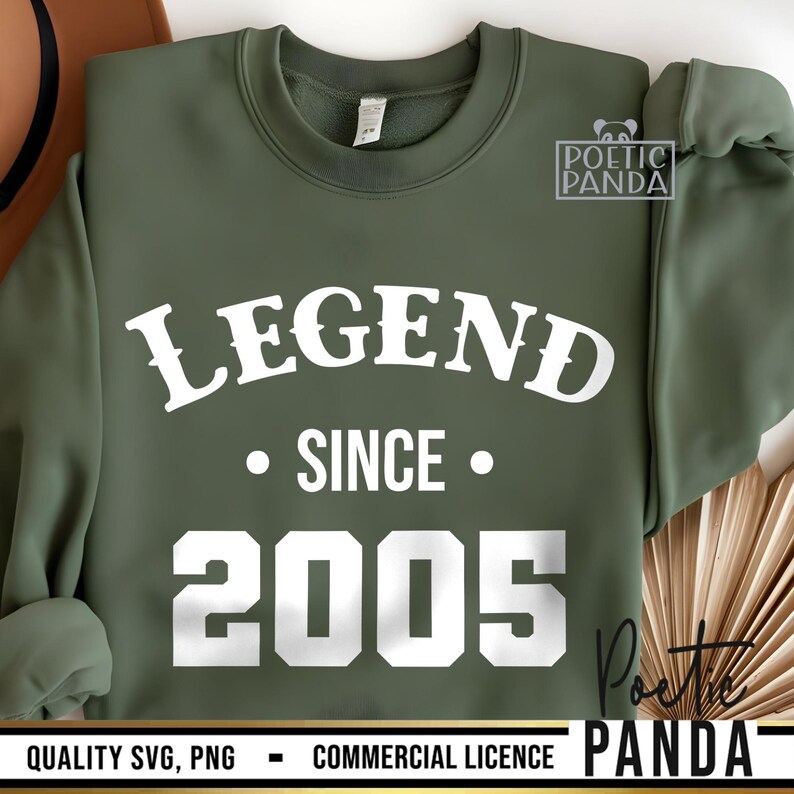 May include: A green sweatshirt with white text that reads "LEGEND SINCE 2005".