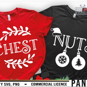Brust Nüsse SVG PNG, lustige Weihnachtspaar passende Hemden zwar, seine und ihre Weihnachts-Svg, Tinsel-Meisen, Jingle Balls zwar, Frau Ehemann