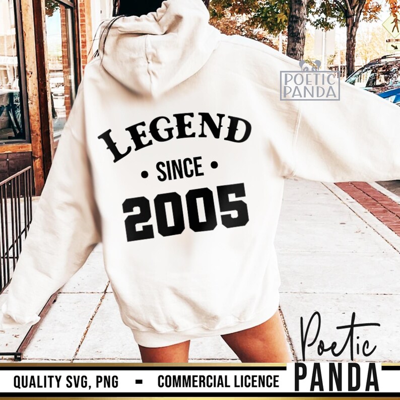 May include: White hooded sweatshirt with black text that reads "LEGEND SINCE 2005".