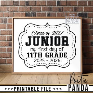 PRINTABLE SIGN Junior Year PNG, Class Of 2027, First Day Of Junior Year Digital Photo Prop, 1st Day Of 11th Grade Sign, Junior Year Print