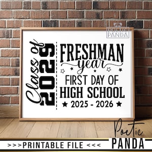 PRINTABLE SIGN Freshman Year PNG, First Day of High School Photo Prop, First Day of 9th Grade, Freshman Year Digital Download, Class Of 2029