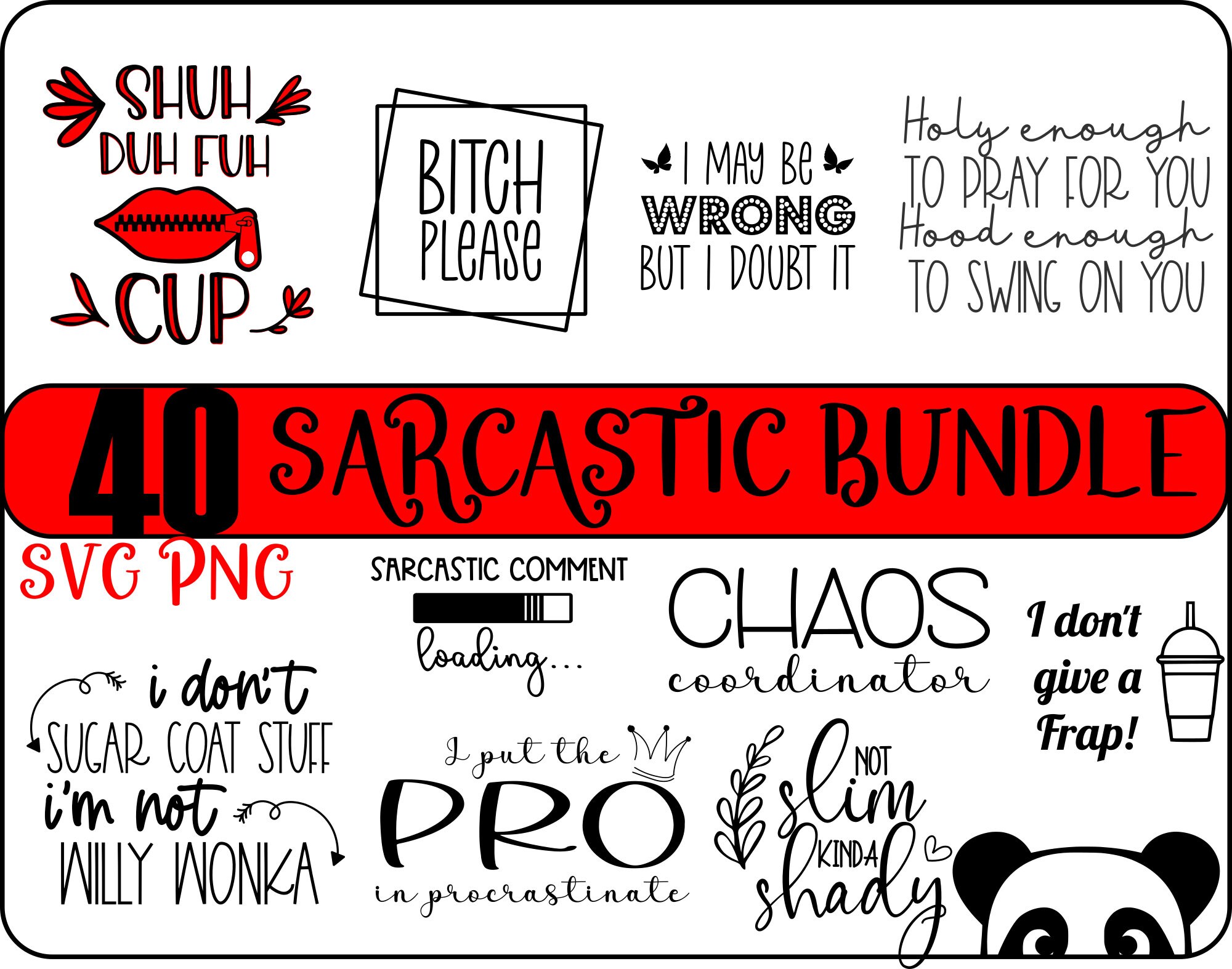 Sarcastic bundle 40 SVG PNG Funny quotes svg Sarcasm Cricut Etsy