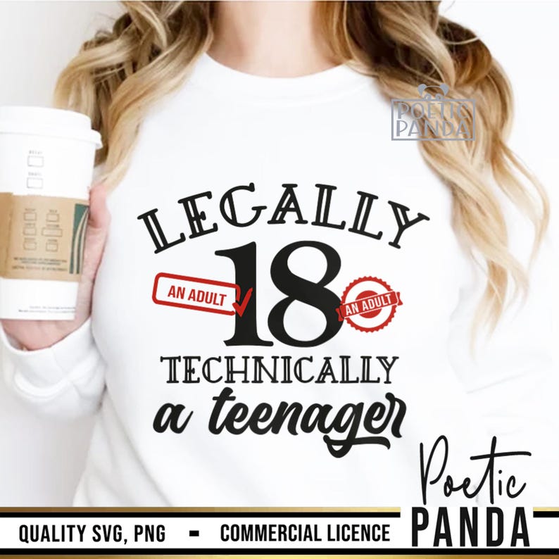 Legalmente un adulto tecnicamente un adolescente SVG PNG, regalo per il 18° compleanno SVG, maglietta per il 18° compleanno SVG, festa di compleanno per 18 anni, Cricut SVG per il 18° compleanno immagine 9