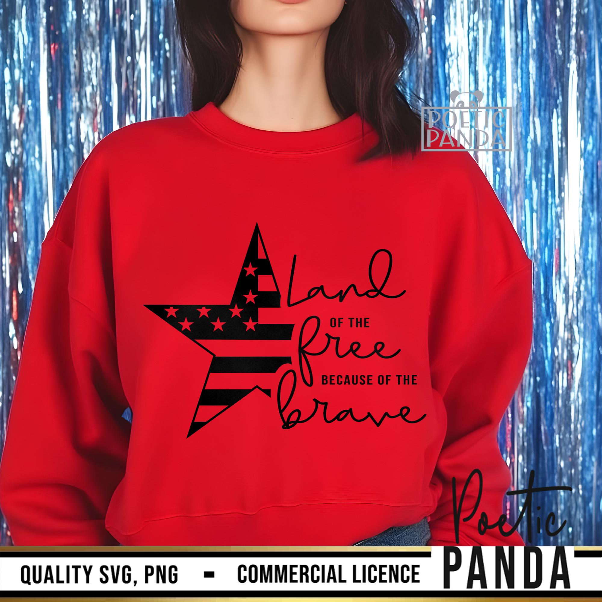 Land of the Free Because of the Brave SVG PNG, 4th of July Svg, USA ...