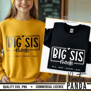 Grande soeur SVG PNG, grande soeur Svg, grande soeur chemise Png, nouveau bébé soeur cadeau Svg, grande soeur Svg, petite soeur Svg, faire-part de grossesse