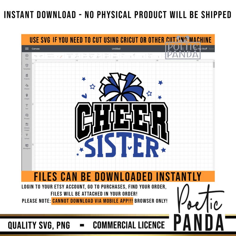 Cheer Sister SVG PNG, Cheer Sister Shirt Svg, Cheer Sister Gift Svg, Cheerleader Svg, Cheer Svg, Cheerleading Svg, Sister Svg, Pom Poms Svg