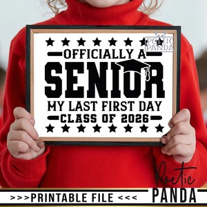 Imprimable dernier 1er jour senior signe PNG JPEG, 2026 affiche imprimable senior, accessoire photo de signe de senior année, 12e année premier jour d'école