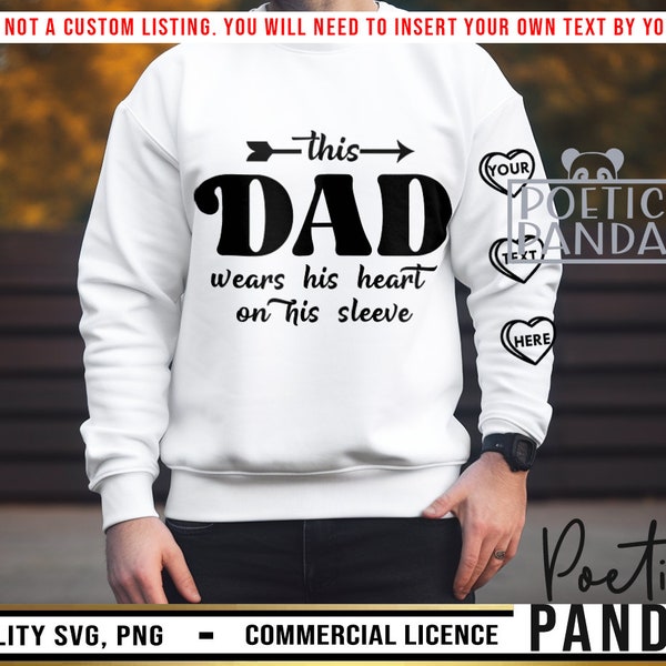 This Dad Wears His Heart On His Sleeve SVG PNG, Dad Svg, Father And Son Svg, Step Dad Svg, Dad Life Svg, Father's Day Svg, Best Dad Ever Svg