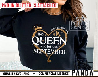 Queen Born In September SVG PNG, Virgo Svg, Birthday Shirt Svg, Libra Svg, September Birthday Svg, Birthday Queen Svg, September Queen Svg