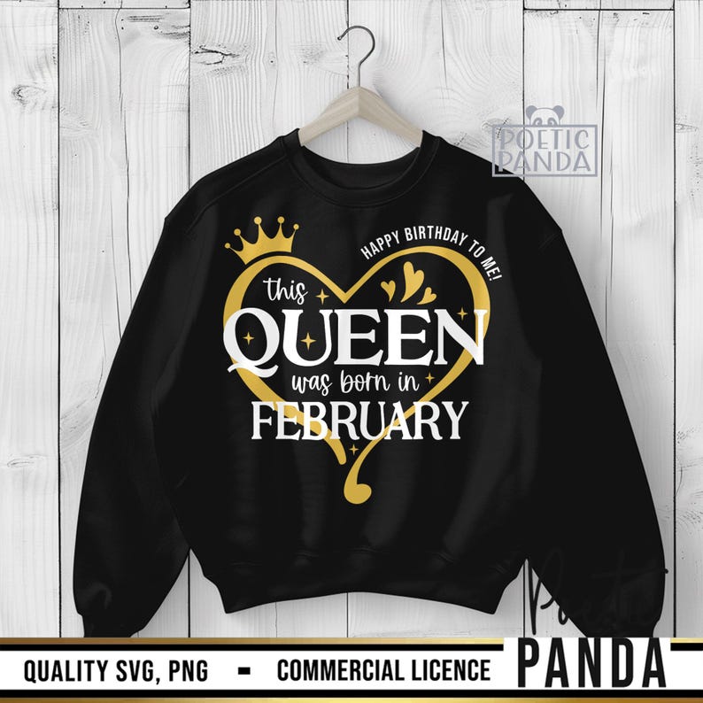 Queen Born In February SVG PNG, February Birthday Shirt Svg, Pisces Svg, Birthday in February Svg, Cricut Cut File, Aquarius Svg image 2