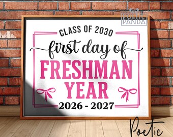 Printable Sign Freshman Year PNG, Pink Girls First Day Of Freshman Year Digital Photo, 1st Day of Freshman Year Sign, First Day Of 9th Grade