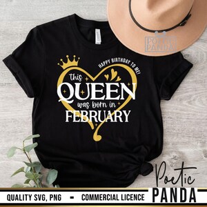 Queen Born In February SVG PNG, February Birthday Shirt Svg, Pisces Svg, Birthday in February Svg, Cricut Cut File, Aquarius Svg image 8
