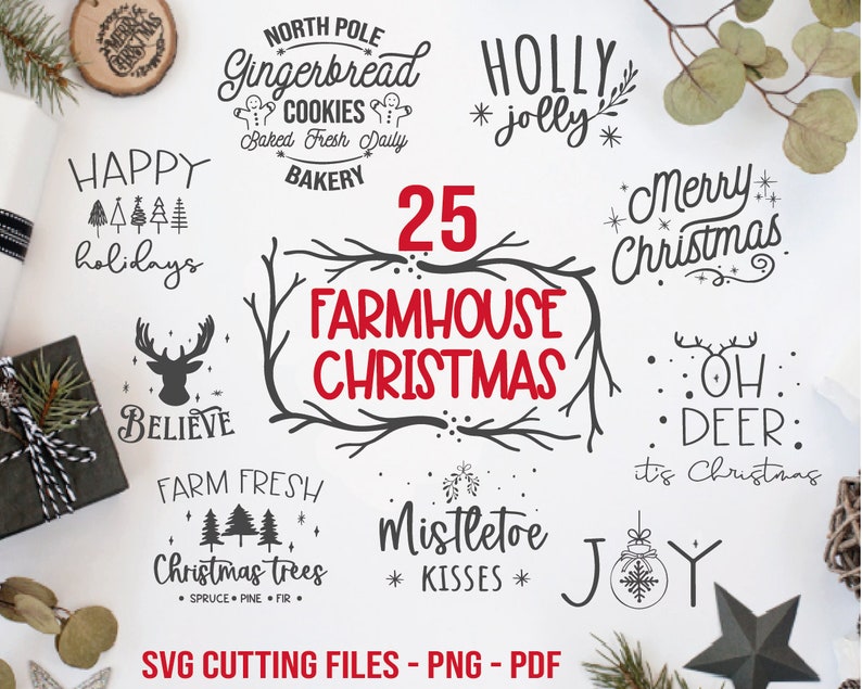 Christmas SVG Bundle, Farmhouse Christmas SVG. Farmhouse Sign Svg, Christmas decor svg, Winter Svg, Christmas Cricut files, Rustic Christmas image 1