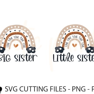 Big Sister Little Sister SVG, archivos Svg para Cricut, Best Sisters svg, Rainbow svg, Sublimación de camisa de Sisters, Sisters camisa a juego svg
